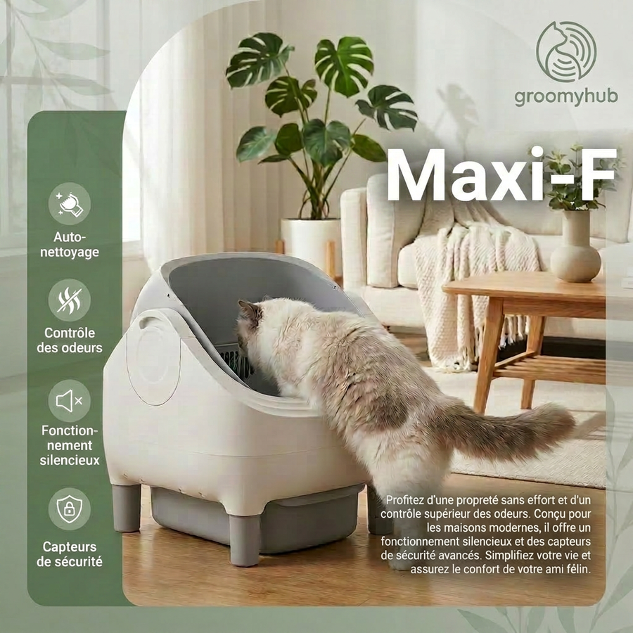 Litière électrique autonettoyante Maxi-F (76 L)