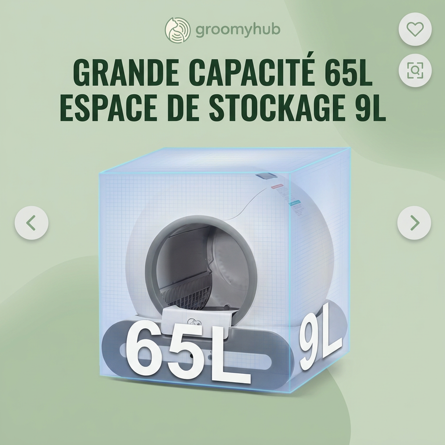 65 litres dans un format compact — Litière électrique autonettoyante Ti+ (2026 Upgrade)