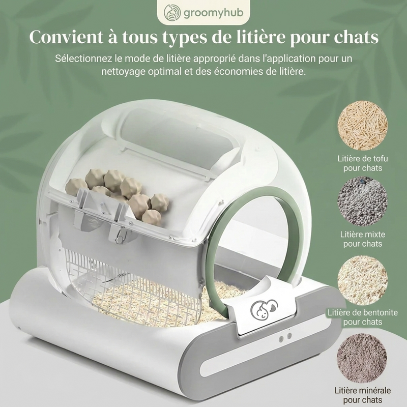 Types de litière compatibles avec la litière autonettoyante Ti+