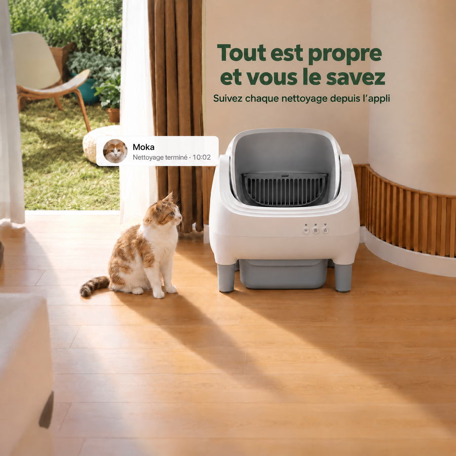 Pilotage depuis l'application — Maxi-F — Litière automatique autonettoyante 76 L